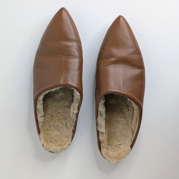 Coclico Dia Mule Shearling Slides 38 Brown Leather Quiet Luxury Cozy Chic - Picture 10 of 13